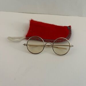 American Girl Molly Gold Rimmed Glasses w/ Felt Case ~ Doll not Included